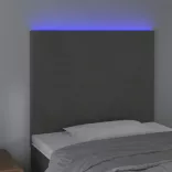 sötétszürke bársony LED-es fejtámla 80x5x118/128 cm