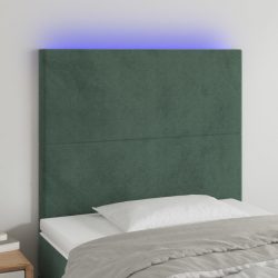 sötétzöld bársony LED-es fejtámla 80x5x118/128 cm