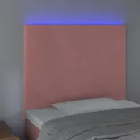 rózsaszín bársony LED-es fejtámla 80x5x118/128 cm