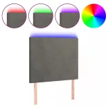 sötétszürke bársony LED-es fejtámla 90x5x118/128 cm
