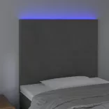 sötétszürke bársony LED-es fejtámla 90x5x118/128 cm