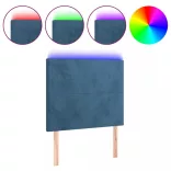 sötétkék bársony LED-es fejtámla 90x5x118/128 cm
