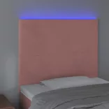 rózsaszín bársony LED-es fejtámla 90x5x118/128 cm