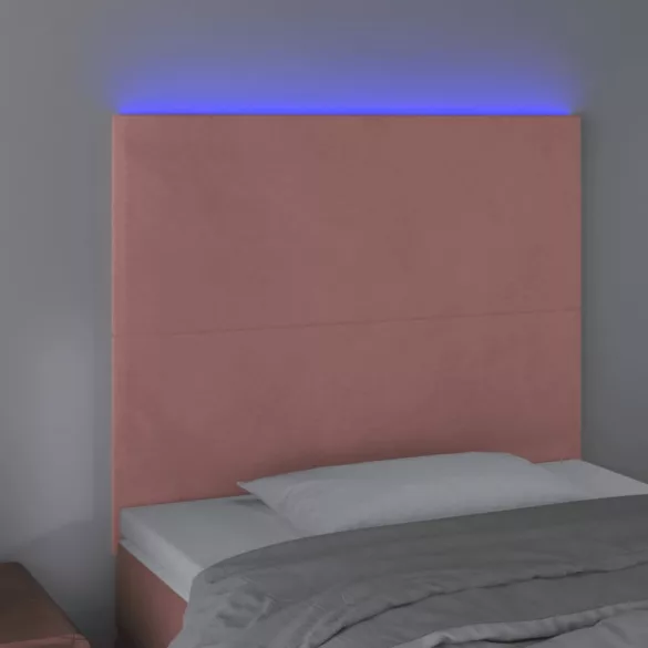 rózsaszín bársony LED-es fejtámla 90x5x118/128 cm
