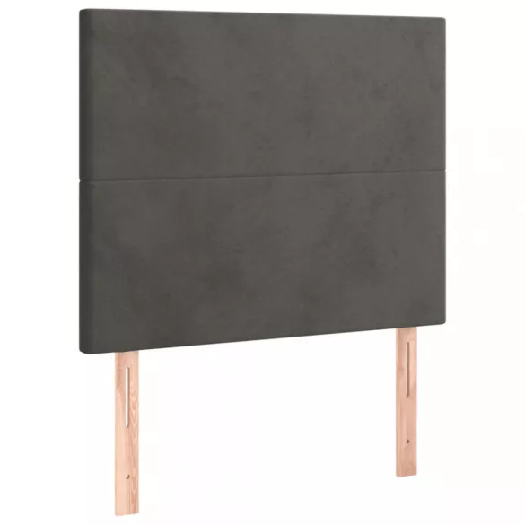 sötétszürke bársony LED-es fejtámla 100x5x118/128 cm