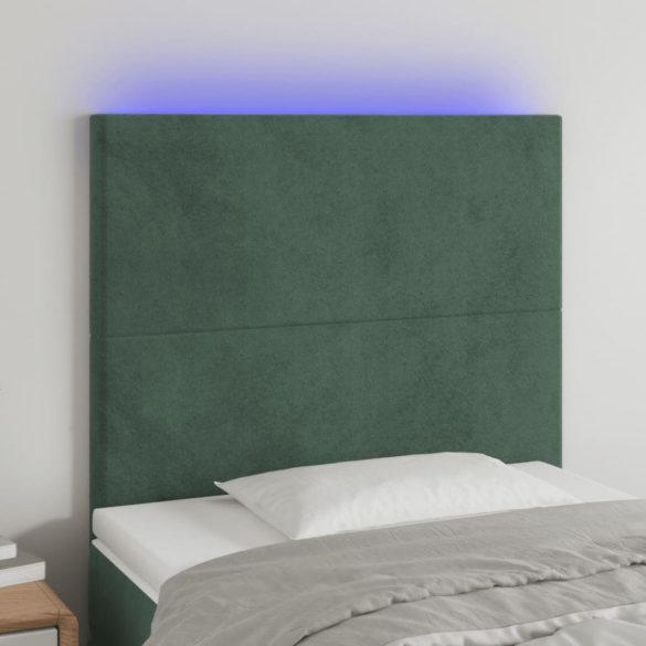 sötétzöld bársony LED-es fejtámla 100x5x118/128 cm