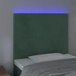 sötétzöld bársony LED-es fejtámla 100x5x118/128 cm