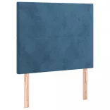 sötétkék bársony LED-es fejtámla 100x5x118/128 cm