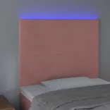 rózsaszín bársony LED-es fejtámla 100x5x118/128 cm