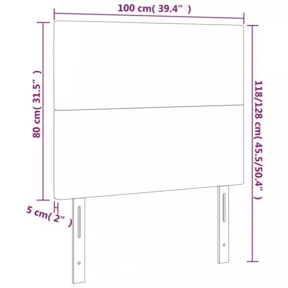 rózsaszín bársony LED-es fejtámla 100x5x118/128 cm