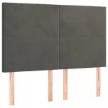 sötétszürke bársony LED-es fejtámla 144x5x118/128 cm
