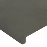 sötétszürke bársony LED-es fejtámla 144x5x118/128 cm