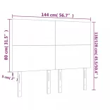 sötétszürke bársony LED-es fejtámla 144x5x118/128 cm