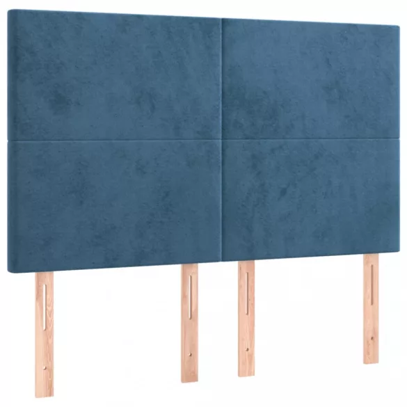 sötétkék bársony LED-es fejtámla 144x5x118/128 cm