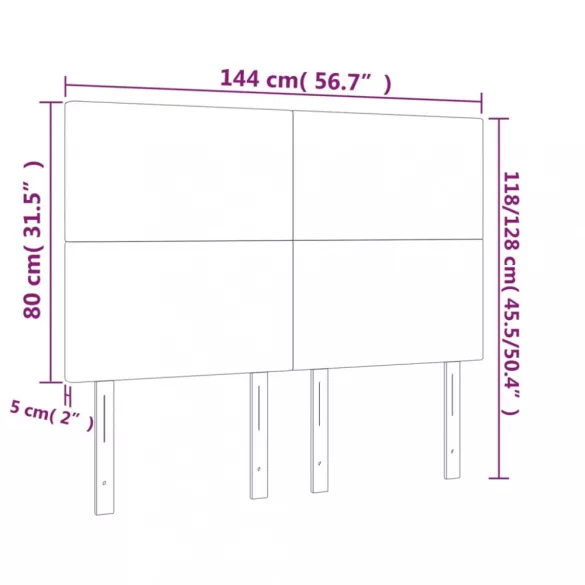 sötétkék bársony LED-es fejtámla 144x5x118/128 cm