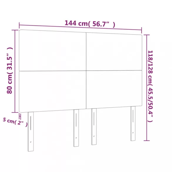 rózsaszín bársony LED-es fejtámla 144x5x118/128 cm