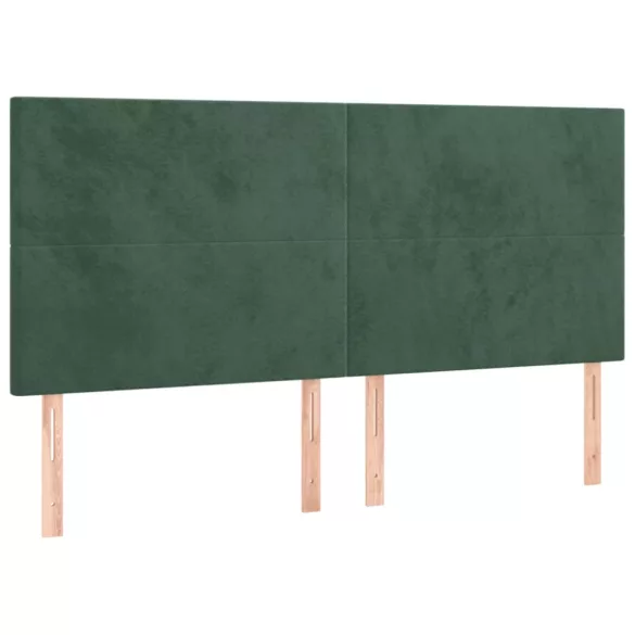 sötétzöld bársony LED-es fejtámla 180x5x118/128 cm