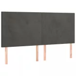 sötétszürke bársony LED-es fejtámla 200x5x118/128 cm