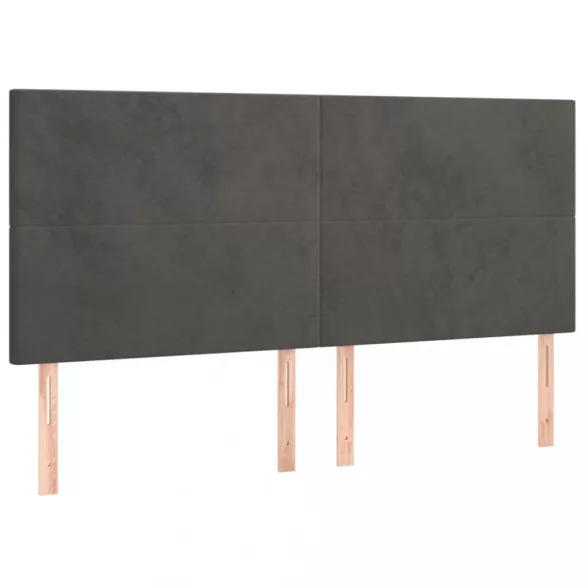 sötétszürke bársony LED-es fejtámla 200x5x118/128 cm