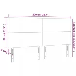 sötétszürke bársony LED-es fejtámla 200x5x118/128 cm