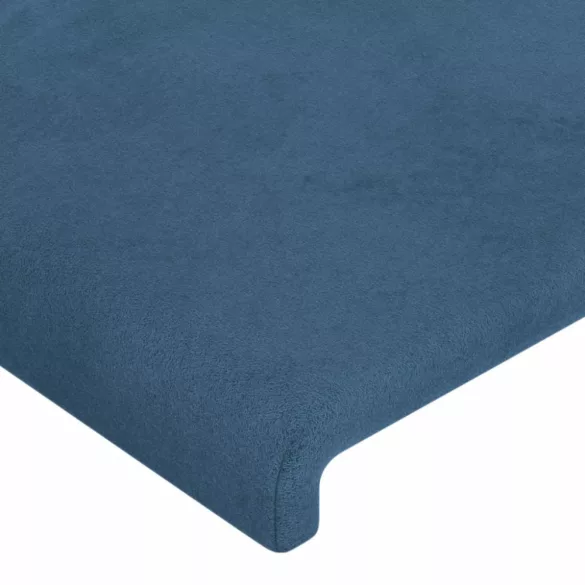 sötétkék bársony LED-es fejtámla 200x5x118/128 cm