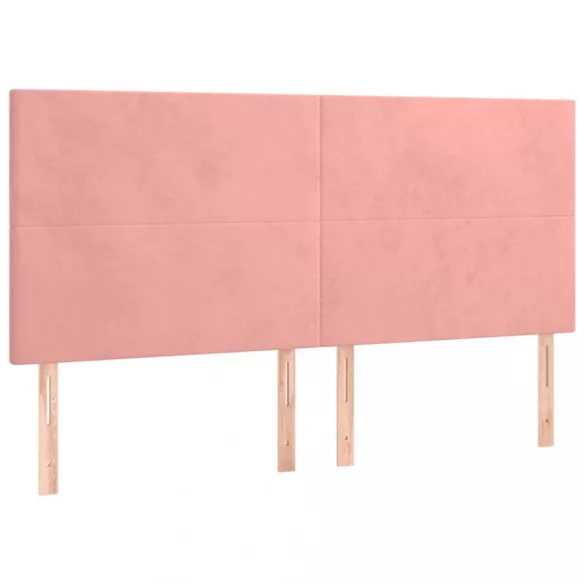 rózsaszín bársony LED-es fejtámla 200x5x118/128 cm