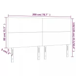 rózsaszín bársony LED-es fejtámla 200x5x118/128 cm
