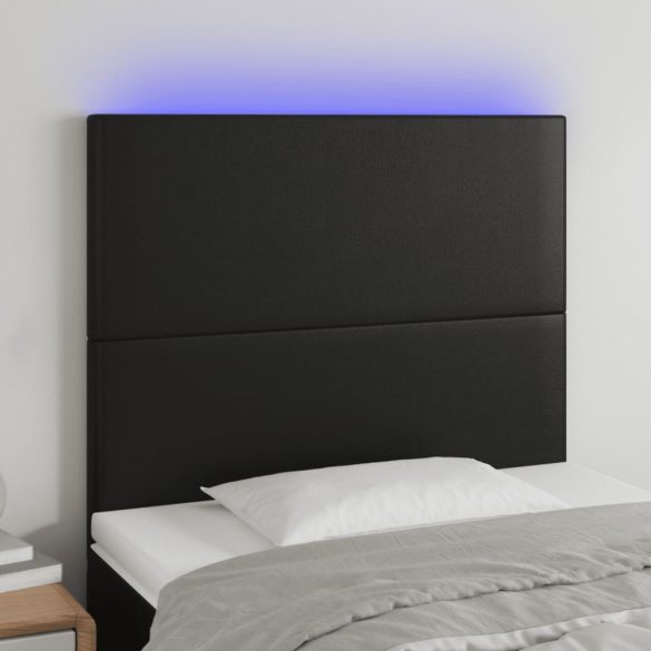 fekete műbőr LED-es fejtámla 80x5x118/128 cm