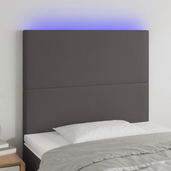 szürke műbőr LED-es fejtámla 80x5x118/128 cm