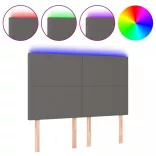 szürke műbőr LED-es fejtámla 144x5x118/128 cm