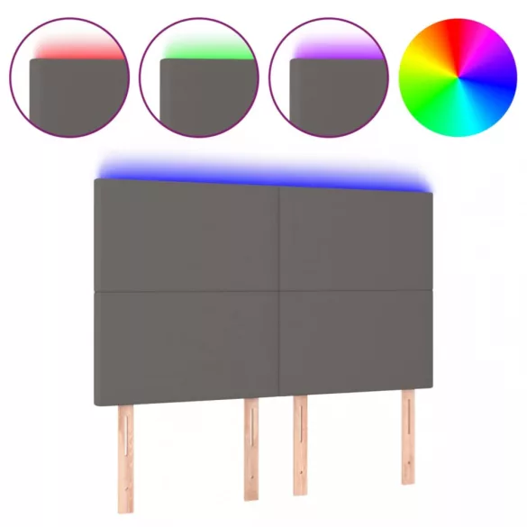 szürke műbőr LED-es fejtámla 144x5x118/128 cm
