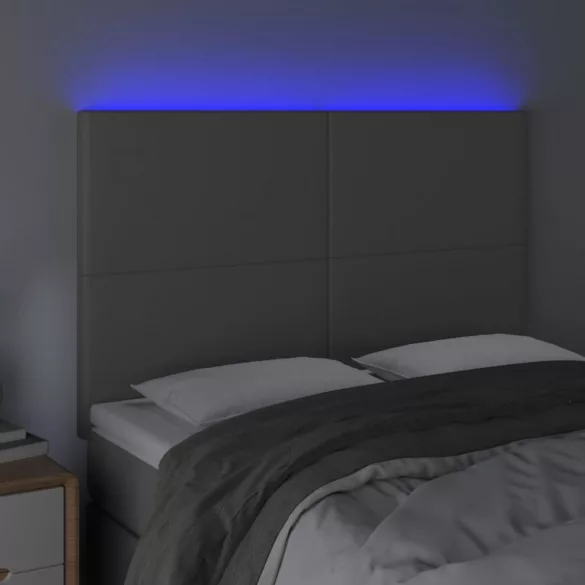 szürke műbőr LED-es fejtámla 144x5x118/128 cm