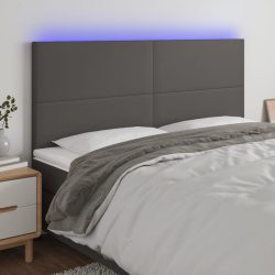 szürke műbőr LED-es fejtámla 180x5x118/128 cm