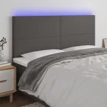 szürke műbőr LED-es fejtámla 200x5x118/128 cm