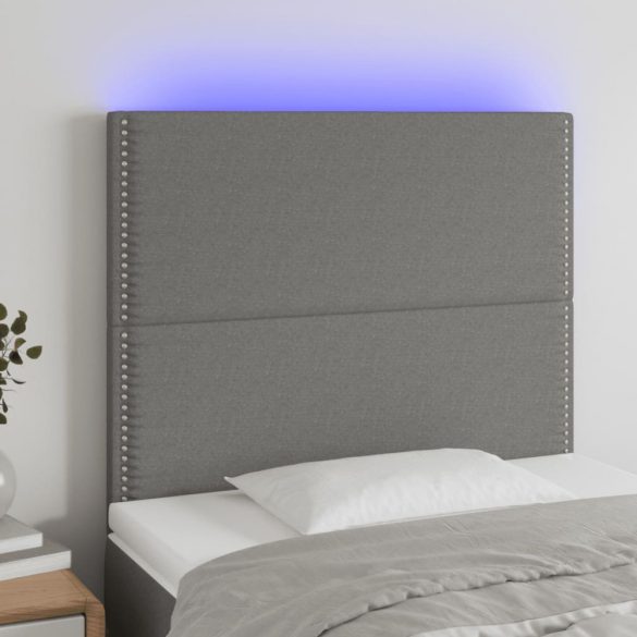 sötétszürke szövet LED-es fejtámla 80x5x118/128 cm