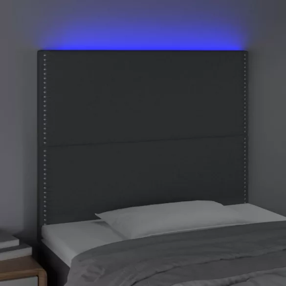sötétszürke szövet LED-es fejtámla 90x5x118/128 cm