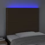 sötétbarna szövet LED-es fejtámla 90x5x118/128 cm