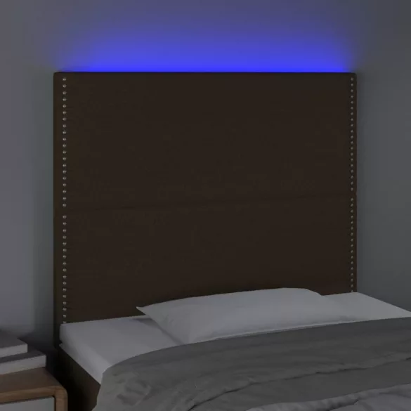 sötétbarna szövet LED-es fejtámla 90x5x118/128 cm
