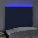 kék szövet LED-es fejtámla 90x5x118/128 cm