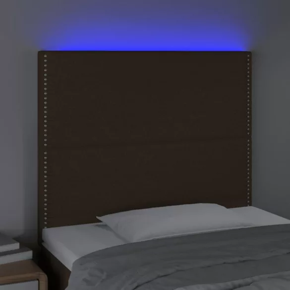 sötétbarna szövet LED-es fejtámla 100x5x118/128 cm