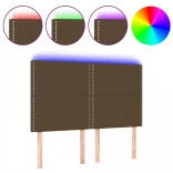 sötétbarna szövet LED-es fejtámla 144x5x118/128 cm