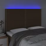 sötétbarna szövet LED-es fejtámla 144x5x118/128 cm
