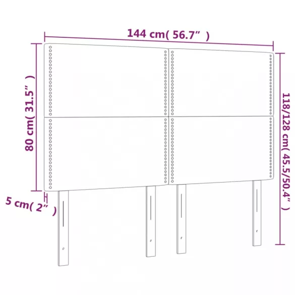 sötétbarna szövet LED-es fejtámla 144x5x118/128 cm