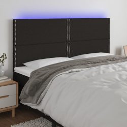 fekete szövet LED-es fejtámla 180x5x118/128 cm