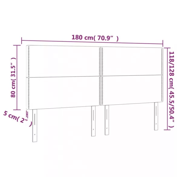 sötétbarna szövet LED-es fejtámla 180x5x118/128 cm