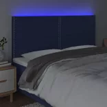 kék szövet LED-es fejtámla 180x5x118/128 cm