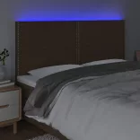 sötétbarna szövet LED-es fejtámla 200x5x118/128 cm