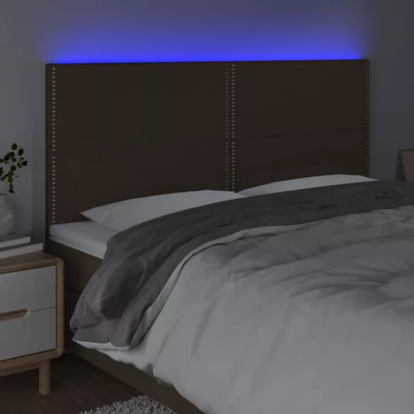 sötétbarna szövet LED-es fejtámla 200x5x118/128 cm