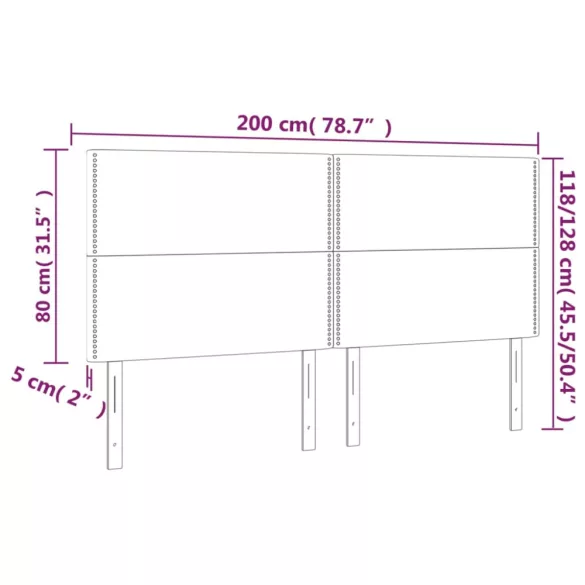 sötétbarna szövet LED-es fejtámla 200x5x118/128 cm