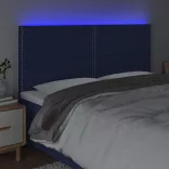 kék szövet LED-es fejtámla 200x5x118/128 cm